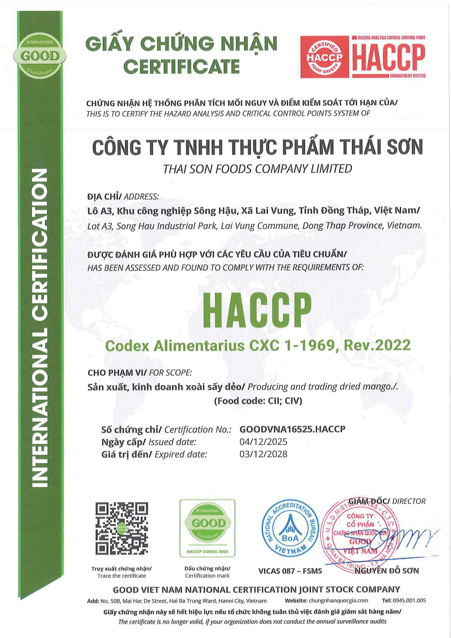HACCP Certificate